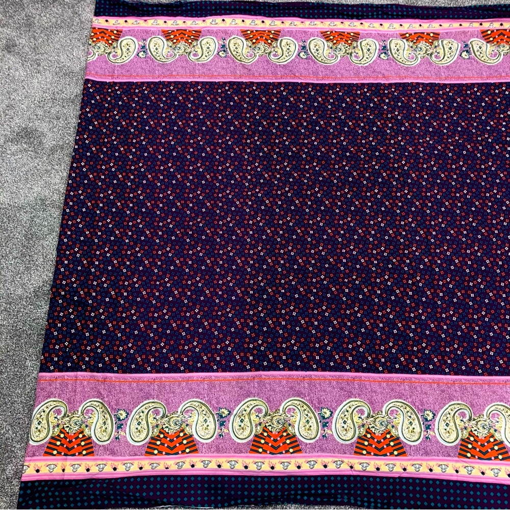 Paisley Cotton Fabric - Purple Double Border 9 Yards X 54” Paisley